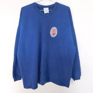 Paris Las Vegas Sweatshirt Adult XL Blue V Neck Graphic 90s Vintage Casual